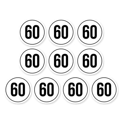Tempo 60 sticker 10 cm | 10 stuks | Weersbestendig vinyl - set van 10 stickers