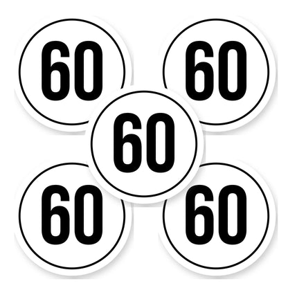 Tempo 60 sticker 20 cm | 5 stuks | Weersbestendig vinyl - set van 5 stickers