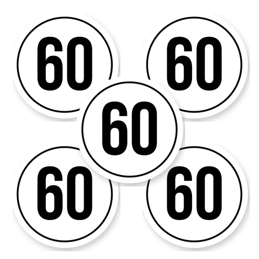 Tempo 60 sticker 20 cm | 5 stuks | Weersbestendig vinyl - set van 5 stickers