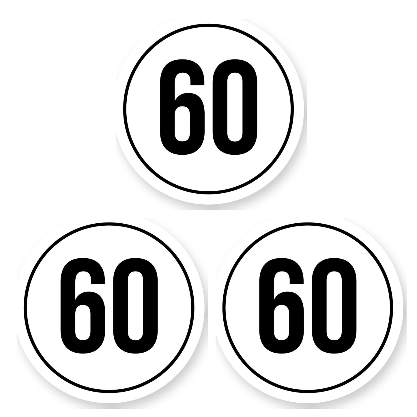 Tempo 60 sticker 25 cm | 3 stuks | Weersbestendig vinyl - set van 3 stickers