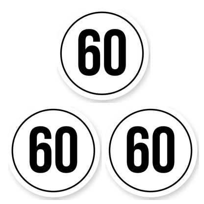 Tempo 60 sticker 25 cm | 3 stuks | Weersbestendig vinyl - set van 3 stickers