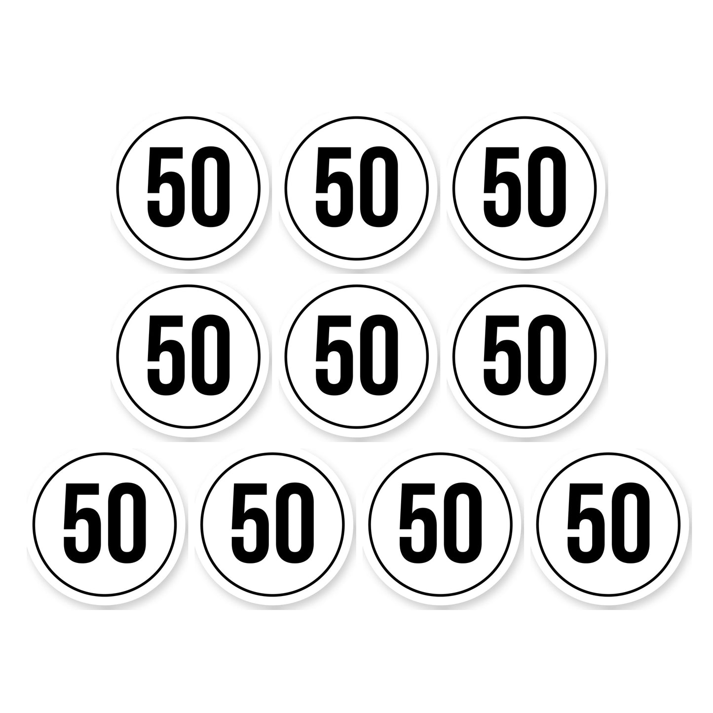 Tempo 50 sticker 10 cm | 10 stuks | Weersbestendig vinyl - set van 10 stickers