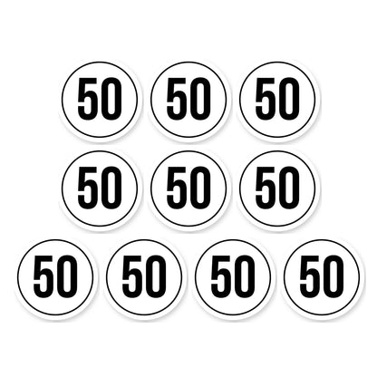 Tempo 50 sticker 10 cm | 10 stuks | Weersbestendig vinyl - set van 10 stickers