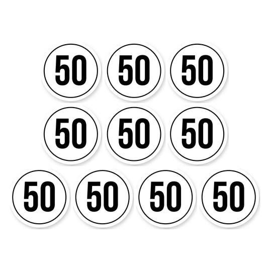 Tempo 50 sticker 10 cm | 10 stuks | Weersbestendig vinyl - set van 10 stickers