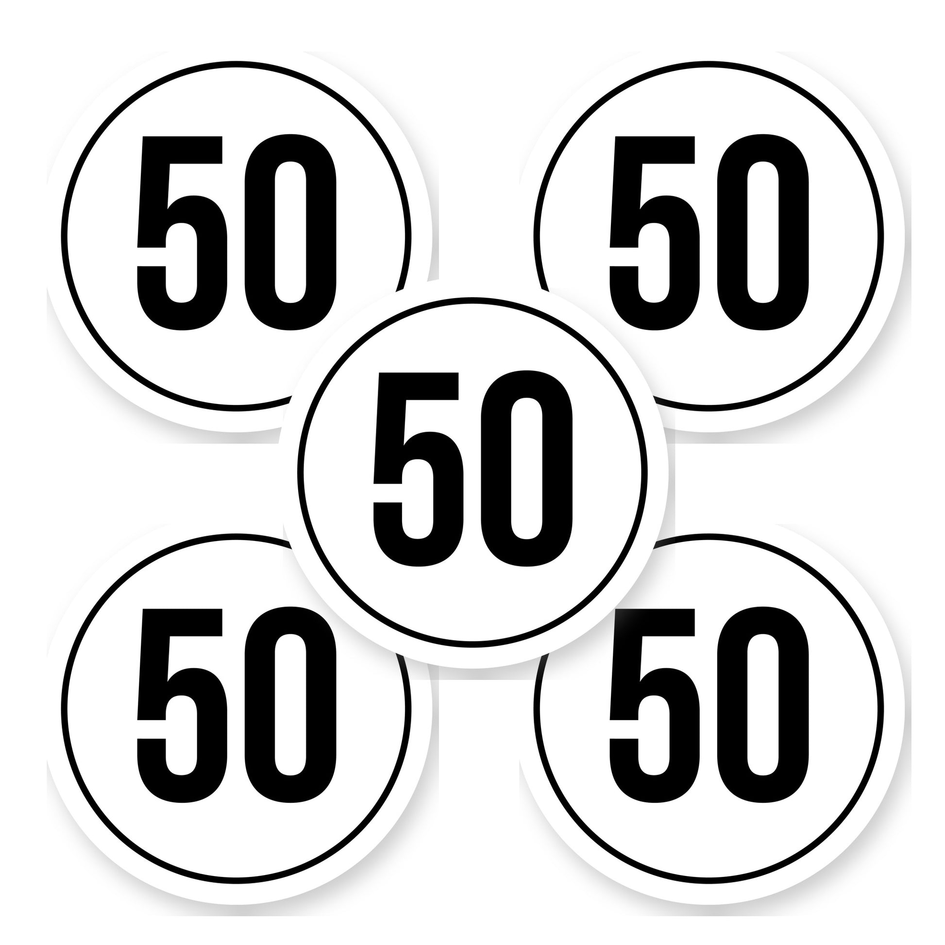Tempo 50 sticker 20 cm | 5 stuks | Weersbestendig vinyl - set van 5 stickers