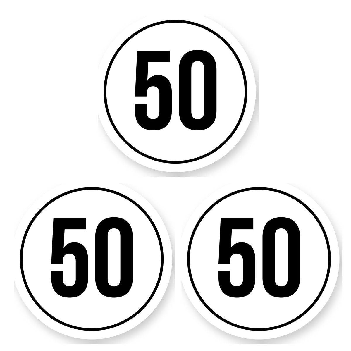Tempo 50 sticker 25 cm | 3 stuks | Weersbestendig vinyl - set van 3 stickers