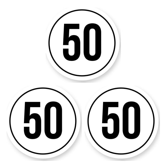 Tempo 50 sticker 25 cm | 3 stuks | Weersbestendig vinyl - set van 3 stickers