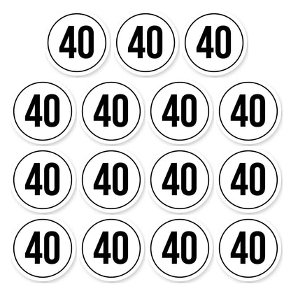 Tempo 40 sticker 5 cm | 15 stuks | Weersbestendig vinyl - set van 15 stickers