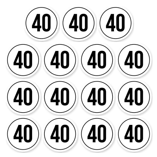 Tempo 40 sticker 5 cm | 15 stuks | Weersbestendig vinyl - set van 15 stickers