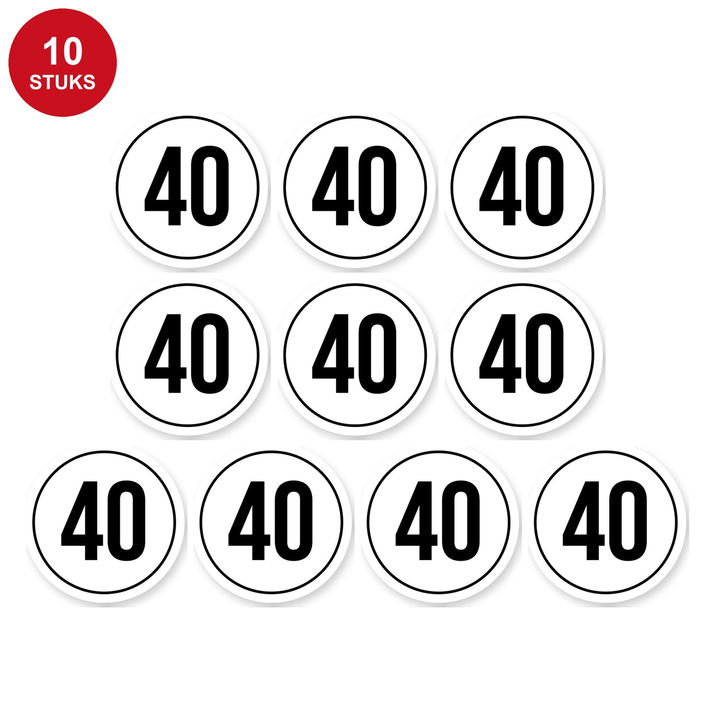 Tempo 40 sticker 10 cm | 10 stuks | Weersbestendig vinyl - 10 stuks