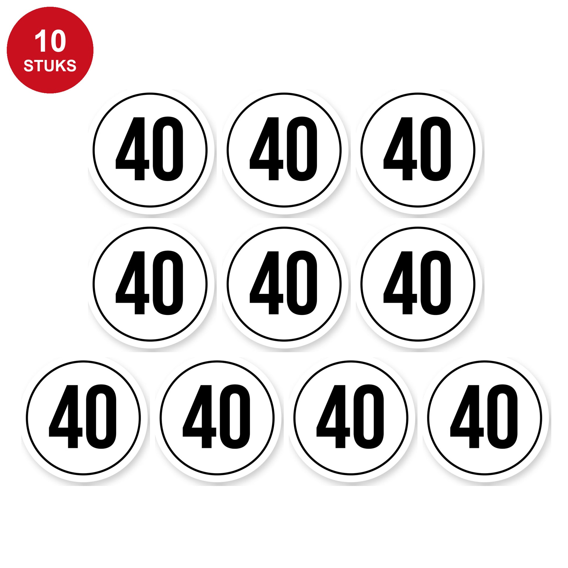 Tempo 40 sticker 10 cm | 10 stuks | Weersbestendig vinyl - 10 stuks