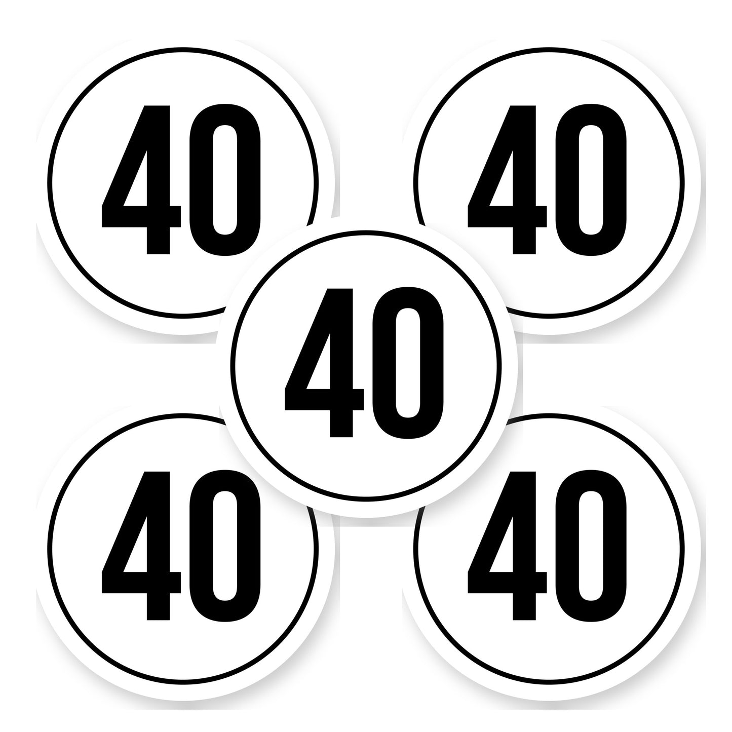 Tempo 40 sticker 20 cm | 5 stuks | Weersbestendig vinyl - set van 5 stickers