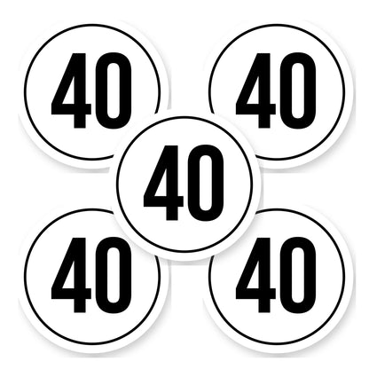 Tempo 40 sticker 20 cm | 5 stuks | Weersbestendig vinyl - set van 5 stickers