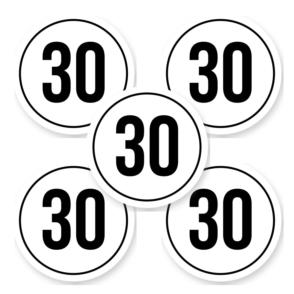 Tempo 30 sticker 20 cm | 5 stuks | Weersbestendig vinyl - set van 5 stickers