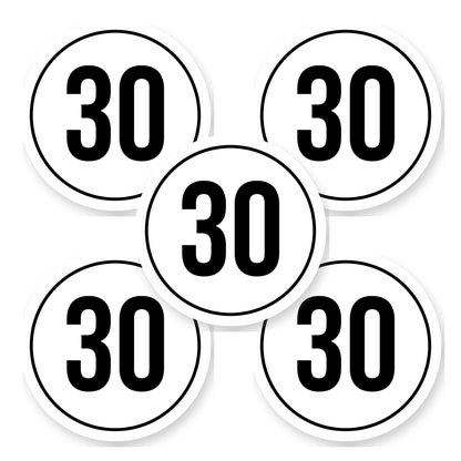Tempo 30 sticker 20 cm | 5 stuks | Weersbestendig vinyl - set van 5 stickers