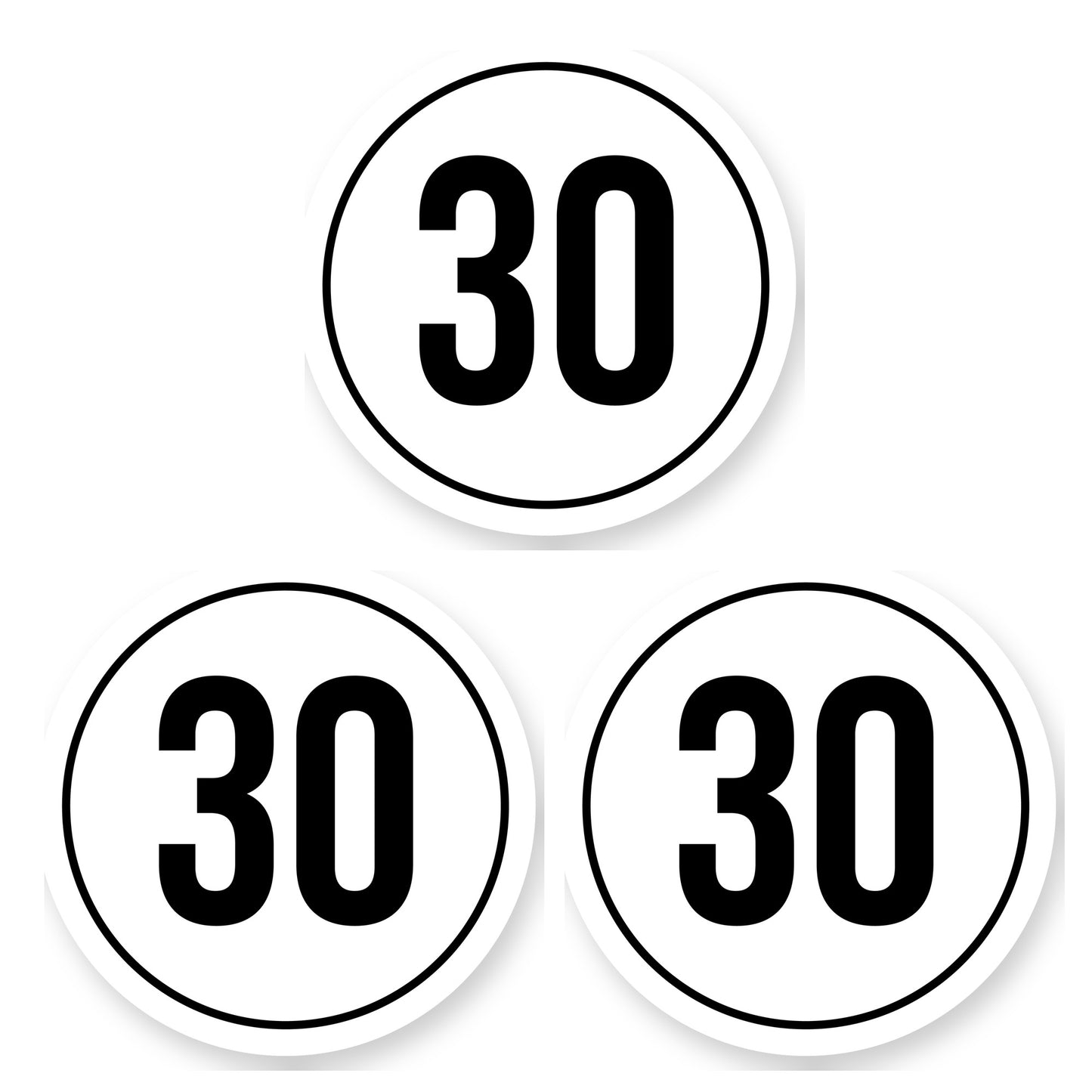 Tempo 30 sticker 30 cm | 3 stuks | Weersbestendig vinyl - set van 3 stickers