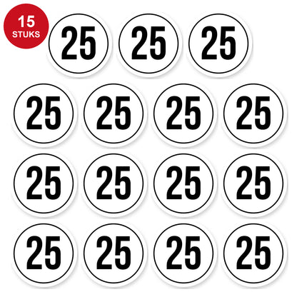 Tempo 25 sticker 5 cm | 15 stuks | Weersbestendig vinyl - 15 stuks