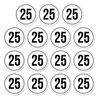 Tempo 25 sticker 5 cm | 15 stuks | Weersbestendig vinyl - set van 15 stickers