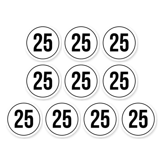 Tempo 25 sticker 10 cm | 10 stuks | Weersbestendig vinyl - set van 10 stickers