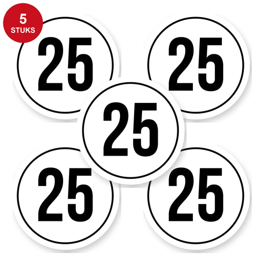 Tempo 25 sticker 20 cm | 5 stuks | Weersbestendig vinyl - 5 stuks