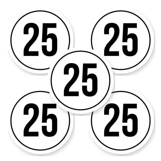Tempo 25 sticker 20 cm | 5 stuks | Weersbestendig vinyl - set van 5 stickers