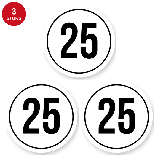 Tempo 25 sticker 30 cm | 3 stuks | Weersbestendig vinyl - 3 stuks