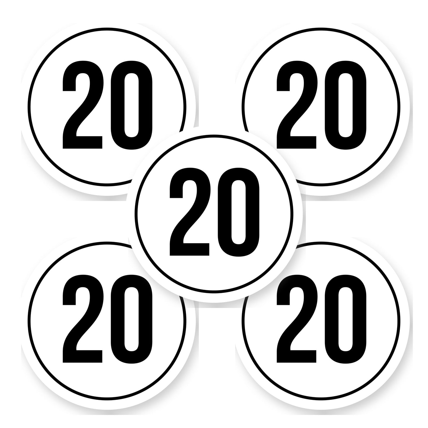 Tempo 20 sticker 20 cm | 5 stuks | Weersbestendig vinyl - set van 5 stickers