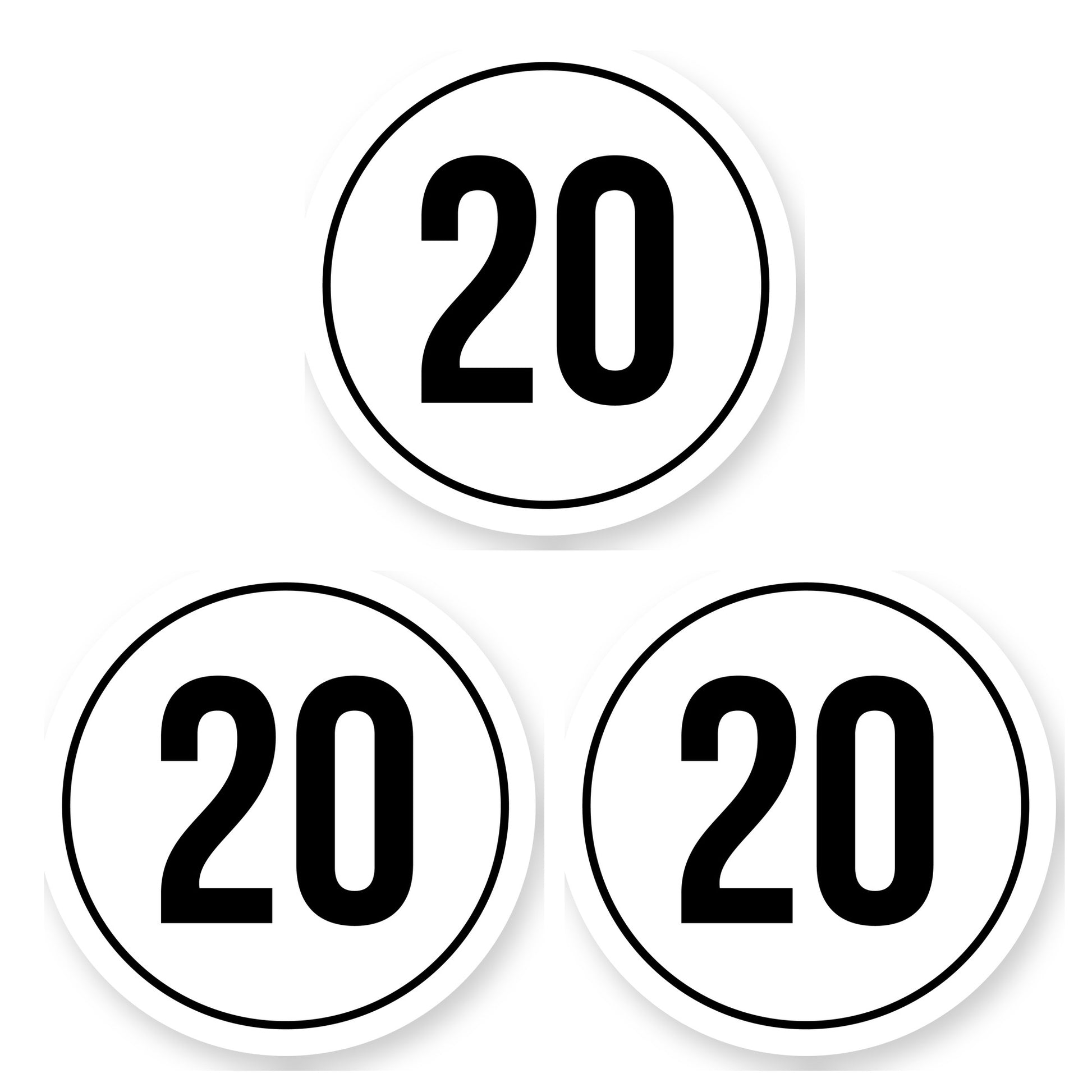 Tempo 20 sticker 25 cm | 3 stuks | Weersbestendig vinyl - set van 3 stickers