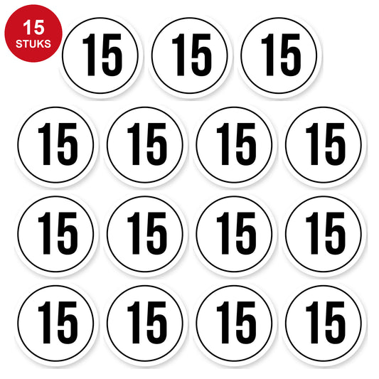 Tempo 15 sticker 5 cm | 15 stuks | Weersbestendig vinyl - 15 stuks