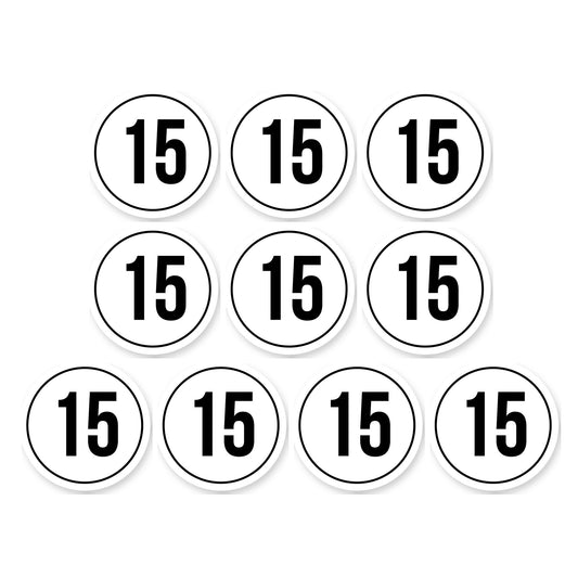 Tempo 15 sticker 10 cm | 10 stuks | Weersbestendig vinyl - set van 10 stickers