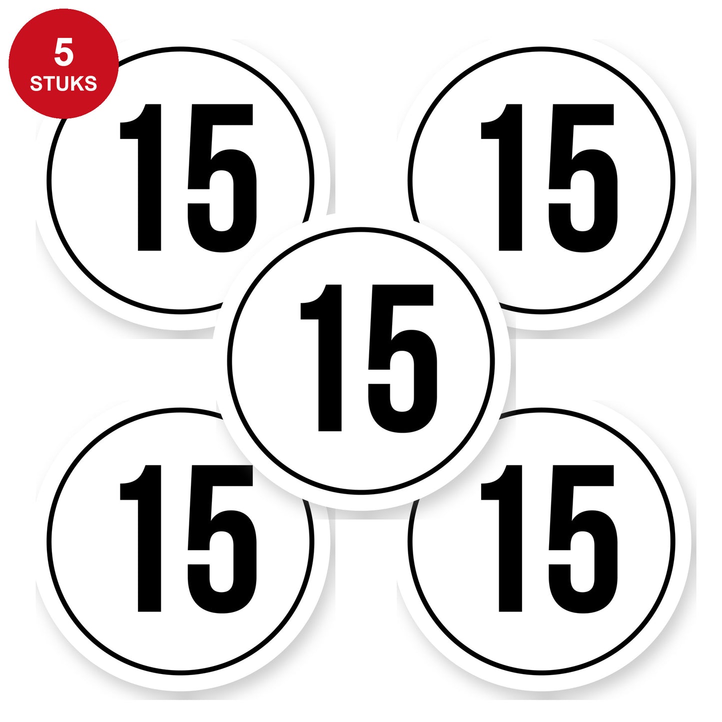Tempo 15 sticker 20 cm | 5 stuks | Weersbestendig vinyl - 5 stuks