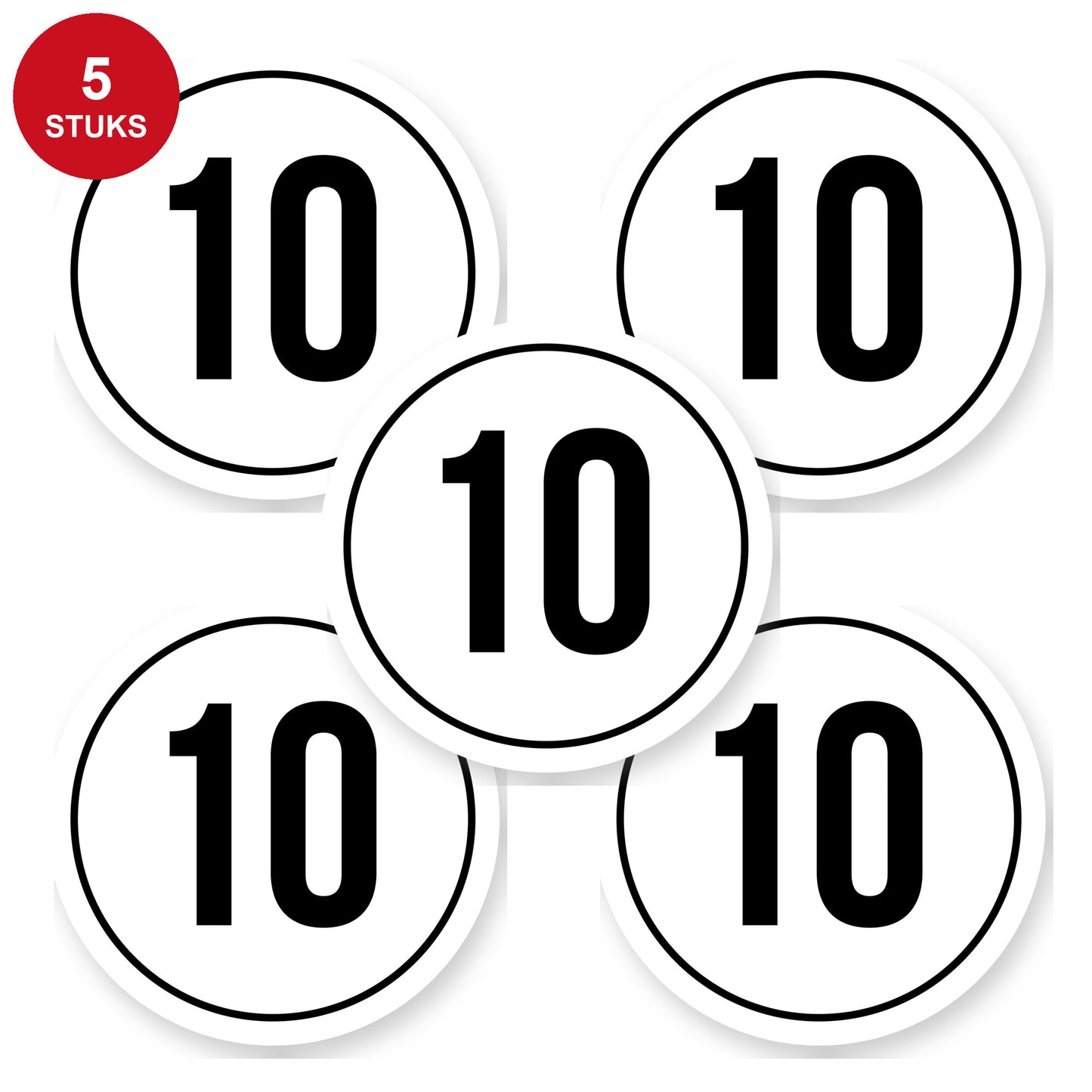 Tempo 10 sticker 15 cm | 5 stuks | Weersbestendig vinyl - 5 stuks