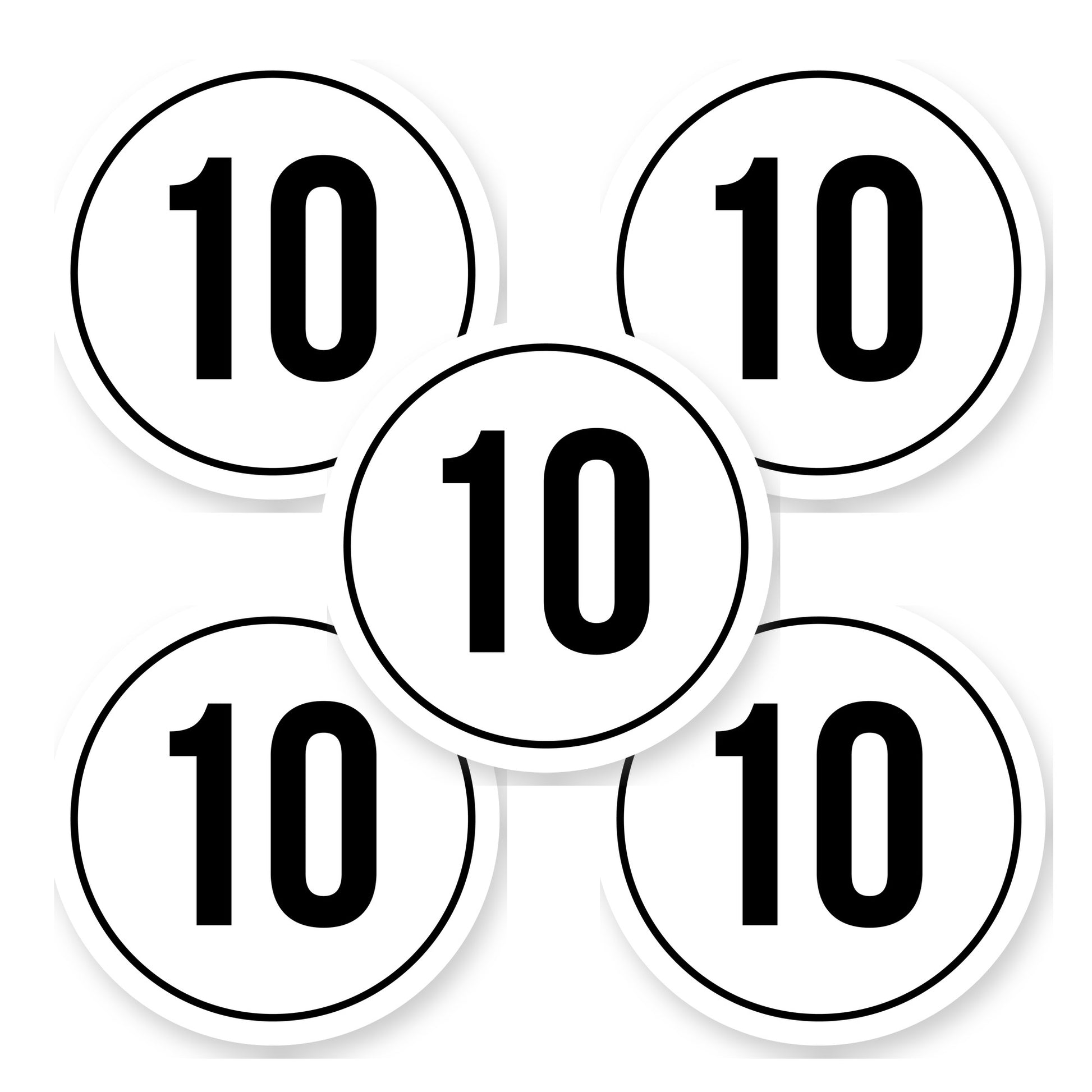 Tempo 10 sticker 15 cm | 5 stuks | Weersbestendig vinyl - set van 5 stickers