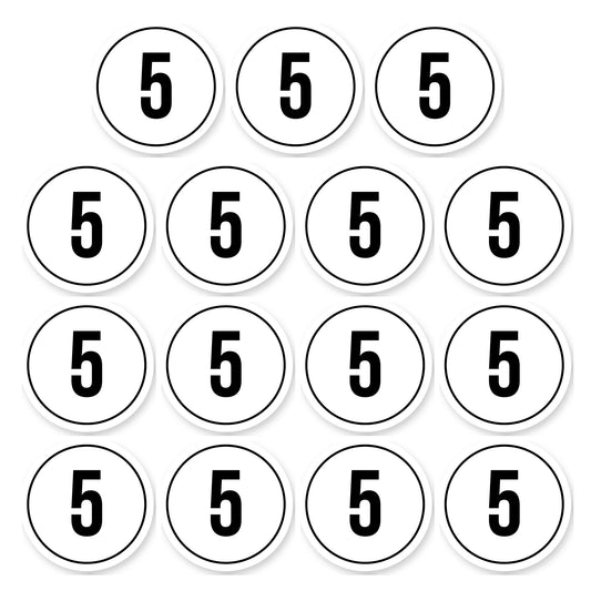 Tempo 5 sticker 5 cm | 15 stuks | Weersbestendig vinyl - set van 15 stickers