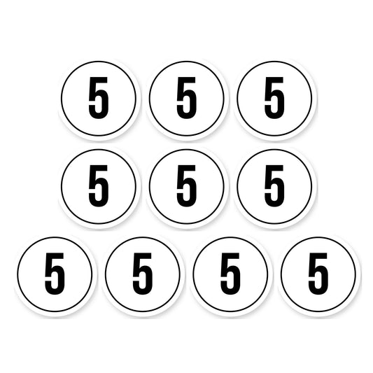 Tempo 5 sticker 10 cm | 10 stuks | Weersbestendig vinyl - set van 10 stickers