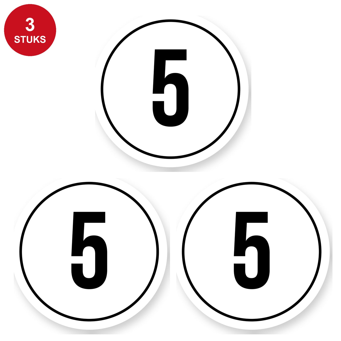 Tempo 5 sticker 25 cm | 3 stuks | Weersbestendig vinyl - 3 stuks
