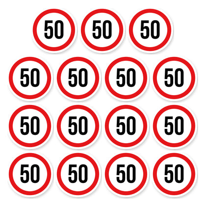 Max snelheid 50 sticker 5 cm | 15 stuks | Weersbestendig vinyl - set van 15 stickers