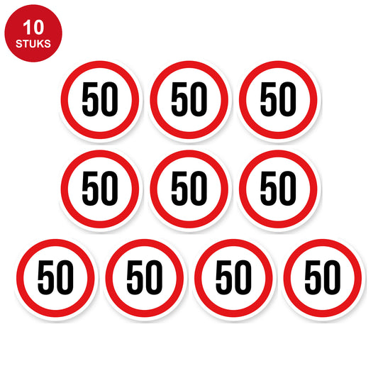 Max snelheid 50 sticker 10 cm | 10 stuks | Weersbestendig vinyl - 10 stuks
