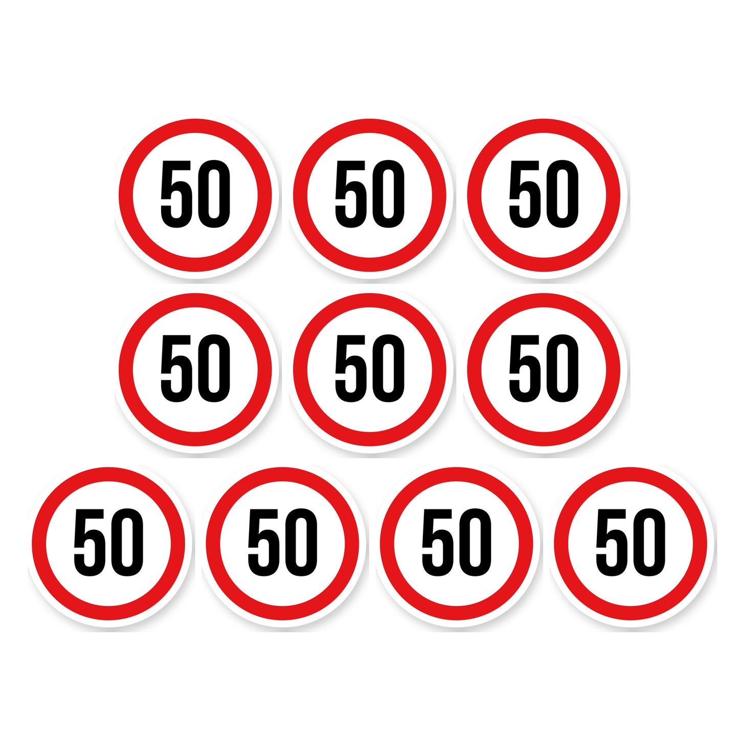 Max snelheid 50 sticker 10 cm | 10 stuks | Weersbestendig vinyl - set van 10 stickers