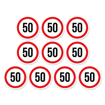 Max snelheid 50 sticker 10 cm | 10 stuks | Weersbestendig vinyl - set van 10 stickers
