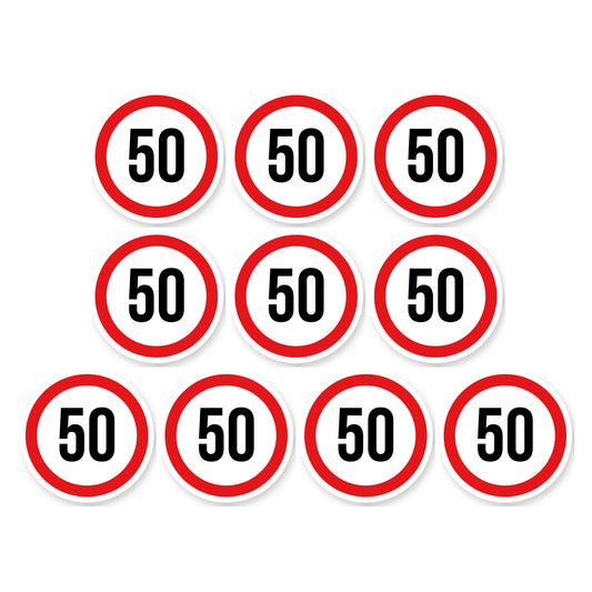 Max snelheid 50 sticker 10 cm | 10 stuks | Weersbestendig vinyl - set van 10 stickers