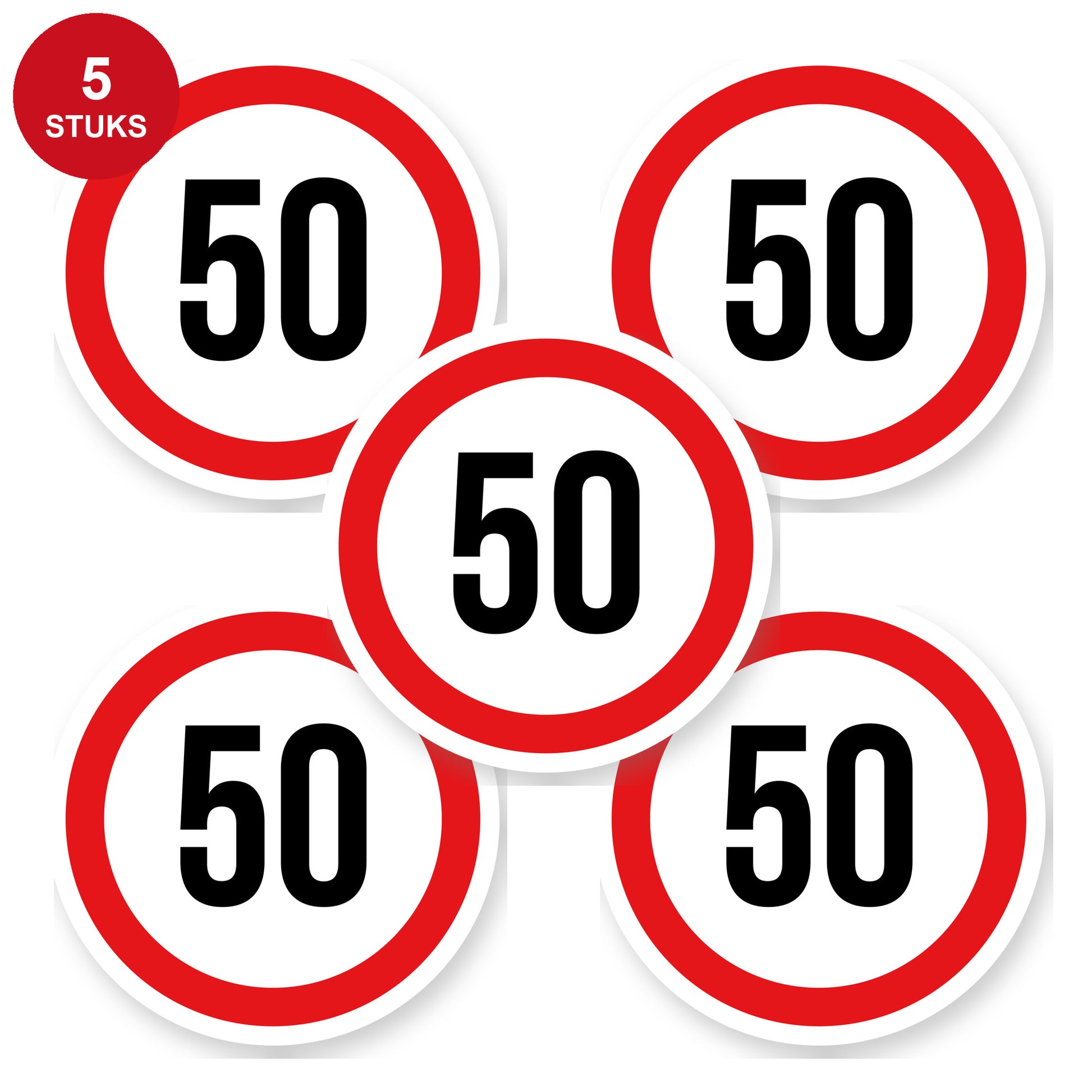 Max snelheid 50 sticker 15 cm | 5 stuks | Weersbestendig vinyl - 5 stuks