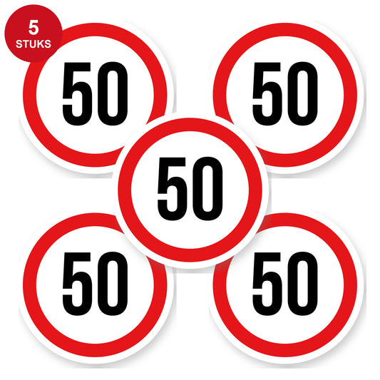 Max snelheid 50 sticker 15 cm | 5 stuks | Weersbestendig vinyl - 5 stuks