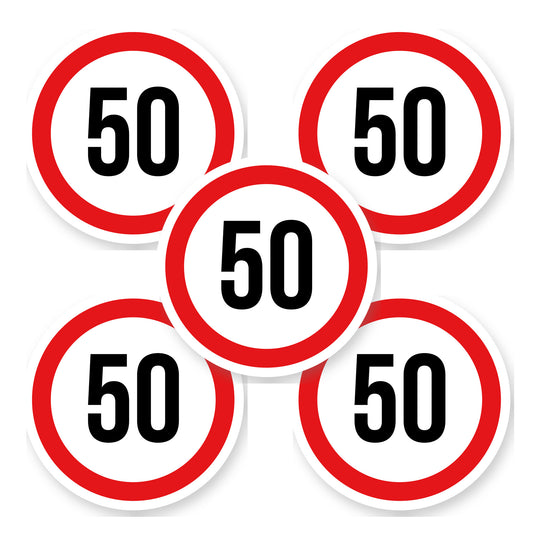 Max snelheid 50 sticker 15 cm | 5 stuks | Weersbestendig vinyl - set van 5 stickers