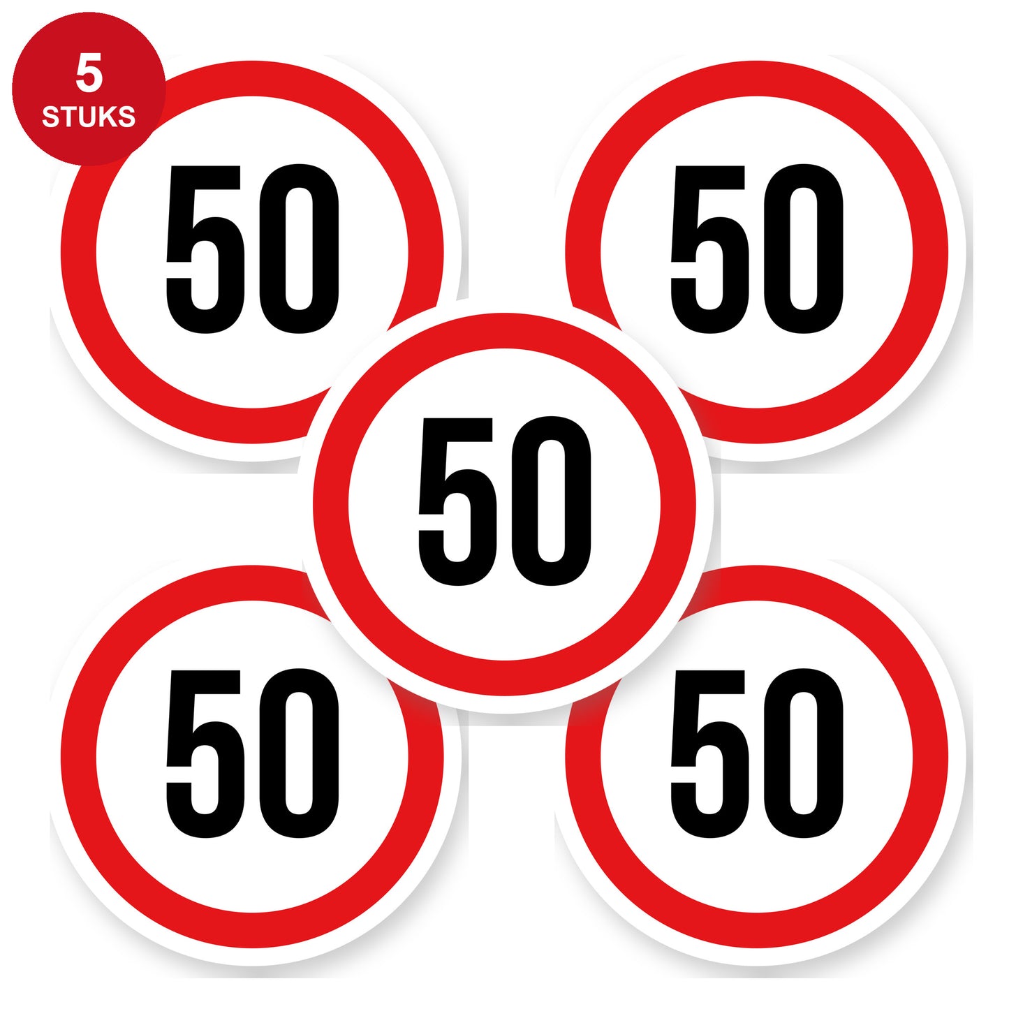 Max snelheid 50 sticker 20 cm | 5 stuks | Weersbestendig vinyl - 5 stuks