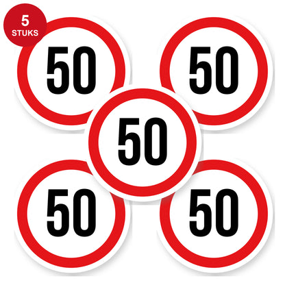 Max snelheid 50 sticker 20 cm | 5 stuks | Weersbestendig vinyl - 5 stuks