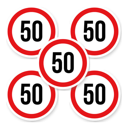 Max snelheid 50 sticker 20 cm | 5 stuks | Weersbestendig vinyl - set van 5 stickers