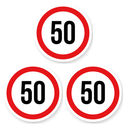 Max snelheid 50 sticker 25 cm | 3 stuks | Weersbestendig vinyl - set van 3 stickers