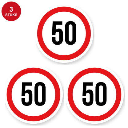 Max snelheid 50 sticker 30 cm | 3 stuks | Weersbestendig vinyl - 3 stuks