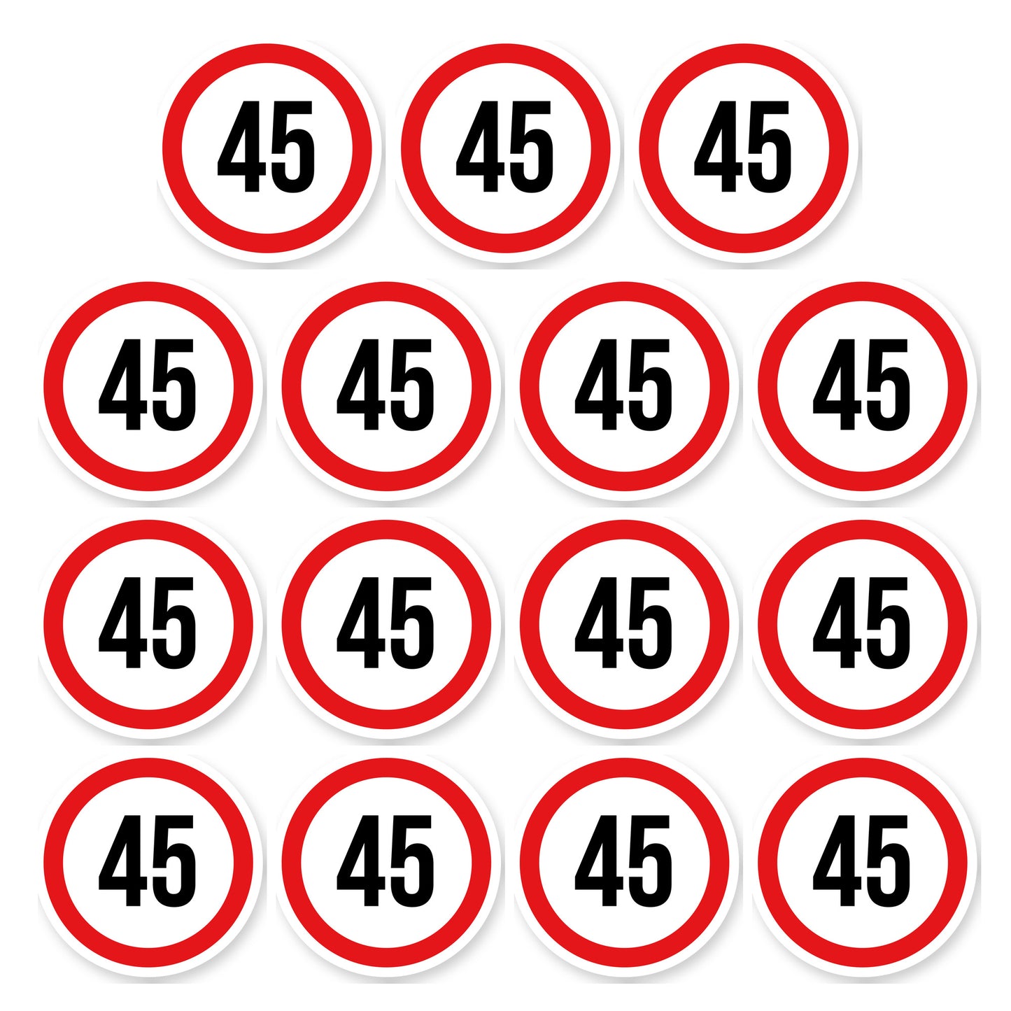 Max snelheid 45 sticker 5 cm | 15 stuks | Weersbestendig vinyl - set van 15 stickers